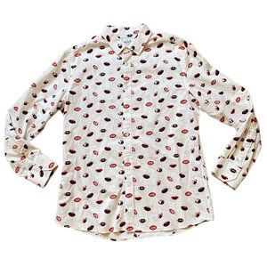 Nicole Miller - Murray Roffe Button Down Shirt Football Sz L